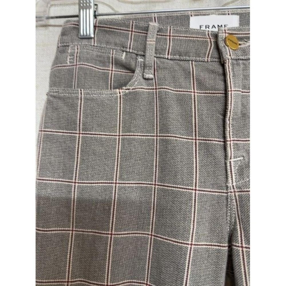 FRAME Sz 25 Le High Skinny Ankle Gray Plaid Denim Jeans Pants womens $228 - Picture 2 of 11